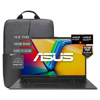 Laptop ASUS Vivobook Go 15 AMD Ryzen 5-40 16GB 512GB SSD + Mochila