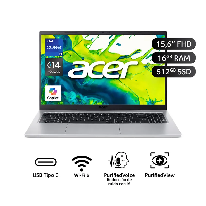 Laptop Acer Aspire Go  Intel Core I9-13900H 16 GB RAM 512 GB SSD 15.6 Fhd